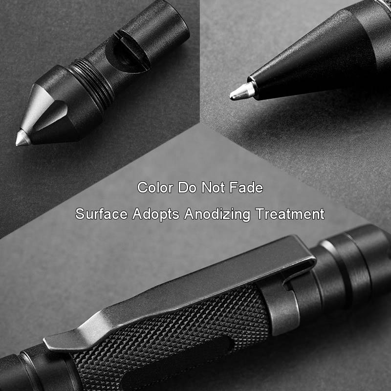 High-Quality 3in1 Tactical Pen Self Defense Emergency Tool Outdoor Fun color: 5 Refills Black|5 Refills Blue|Pen|Pen With Box