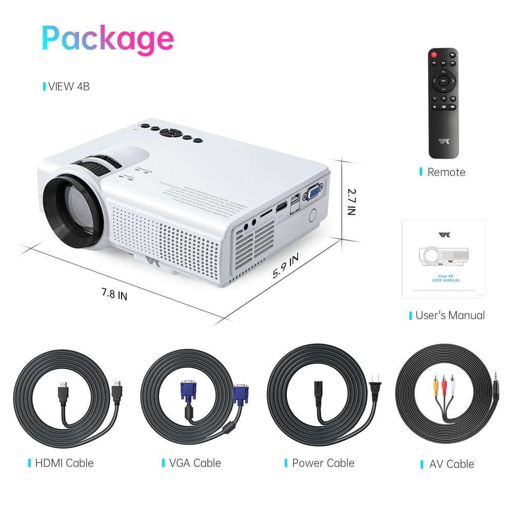 Leisure 3 Mini Projector 170” Supported 1920*1080P Portable