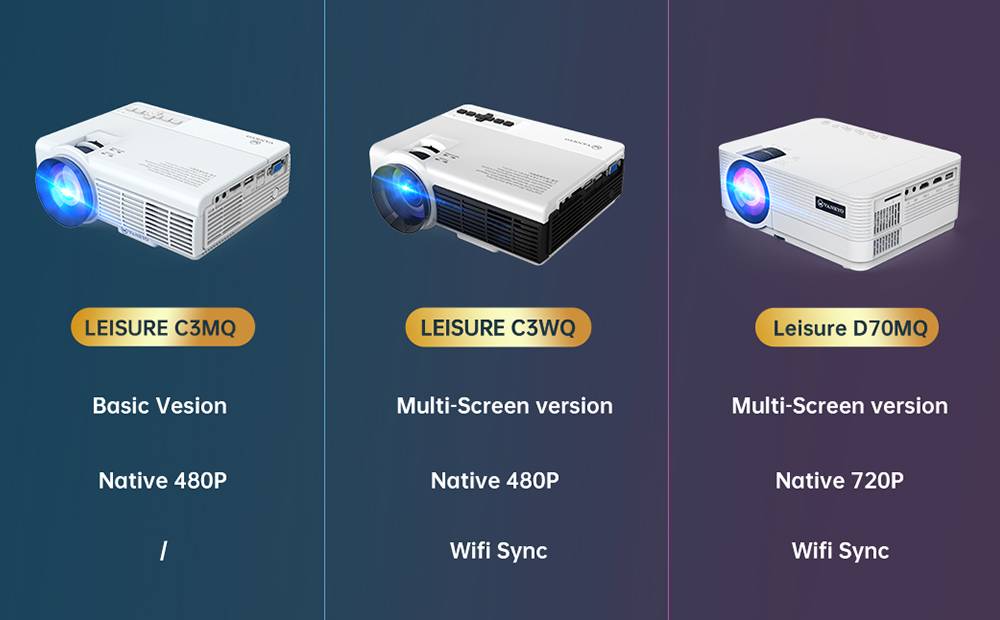 Leisure 3 Mini Projector 170” Supported 1920*1080P Portable