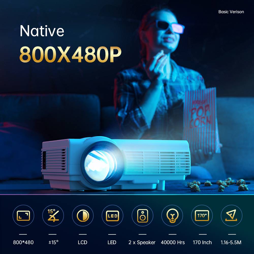 Leisure 3 Mini Projector 170” Supported 1920*1080P Portable