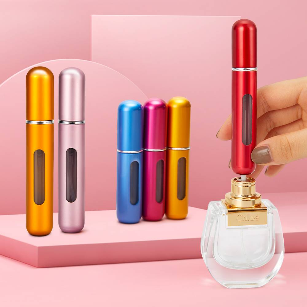 Mini Refillable Perfume Bottles Portable Atomizer Spray Perfume Refillable Bottles color: 5B-Blue|5B-Gold|5B-Green|5B-Pink|5B-Purple|5B-Red|5B-Rose|5B-Silver|5ml-Black|5ml-Blue|5ml-Gold|5ml-Pink|5ml-Silver|8ml-Black|8ml-Blue|8ml-Coffee|8ml-Gold|8ml-Gold|8ml-Green|8ml-Pink|8ml-Pink|8ml-Red|8ml-Rose|8ml-Silver|8ml-Silver|8ml-XBJ