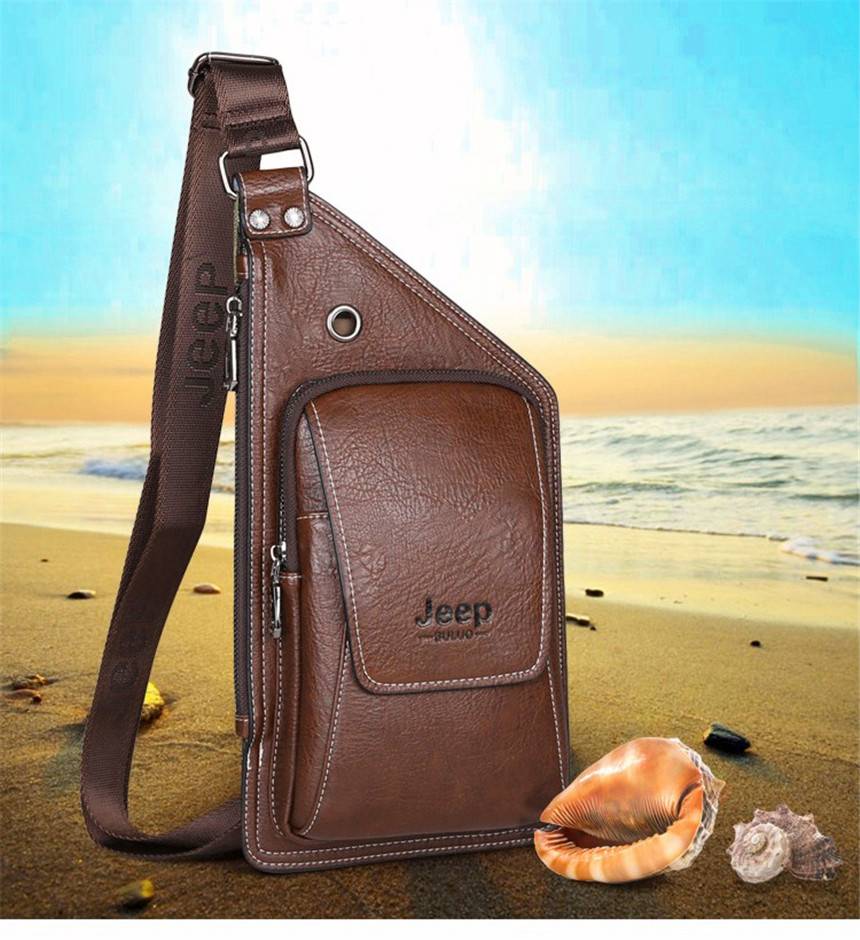 Cross-body Leather Chest Bag for Young Men