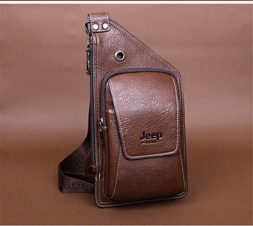 Cross-body Leather Chest Bag for Young Men