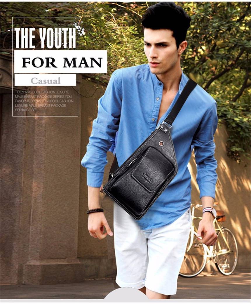 Cross-body Leather Chest Bag for Young Men