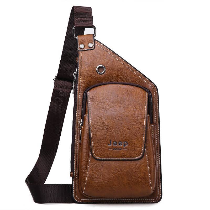 Cross-body Leather Chest Bag for Young Men