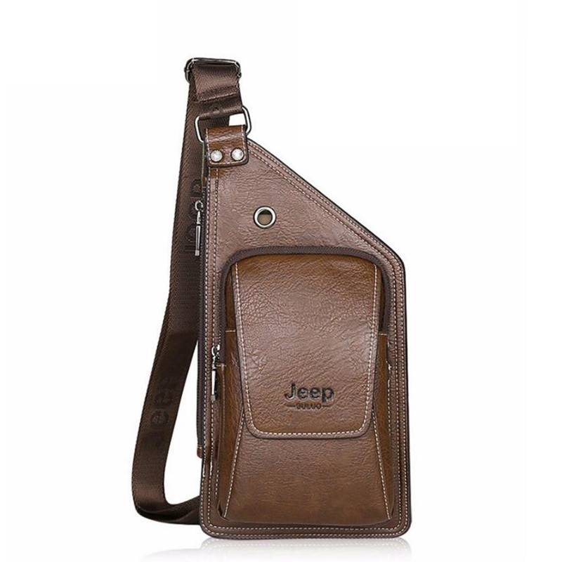 Cross-body Leather Chest Bag for Young Men