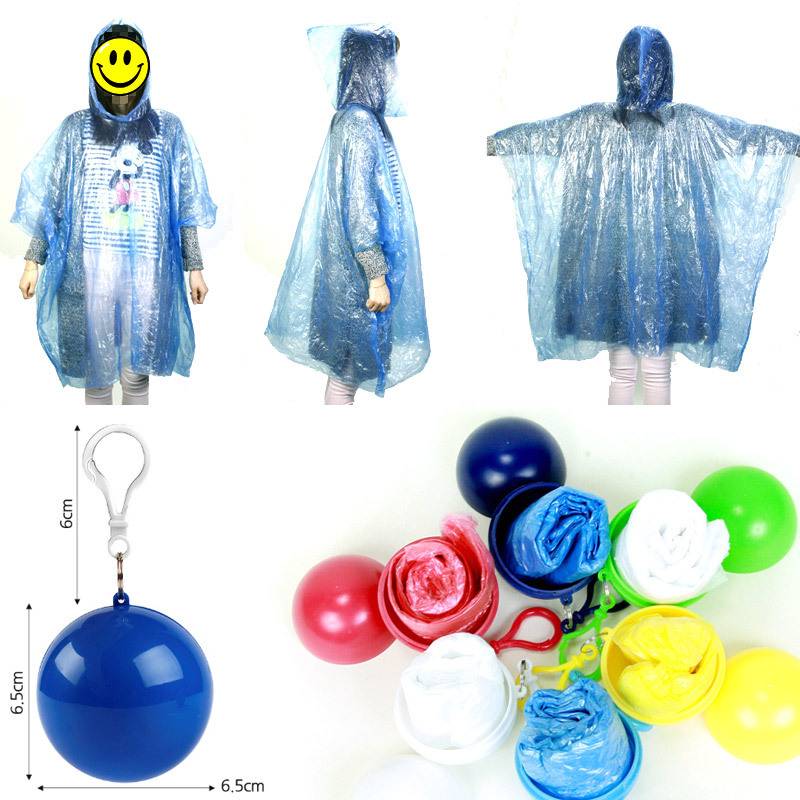 Portable Vinyl Rain Coat Outdoor Waterproof Emergency Ball New Arrivals Sports & Outdoors color: Blue|Dark Blue|Green|Red|White|Yellow