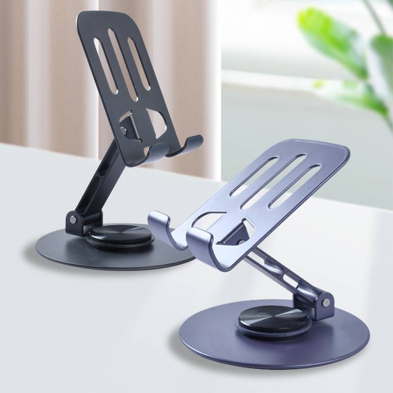 360 Rotating Phone Stand, Foldable Metal Holder - Full display view