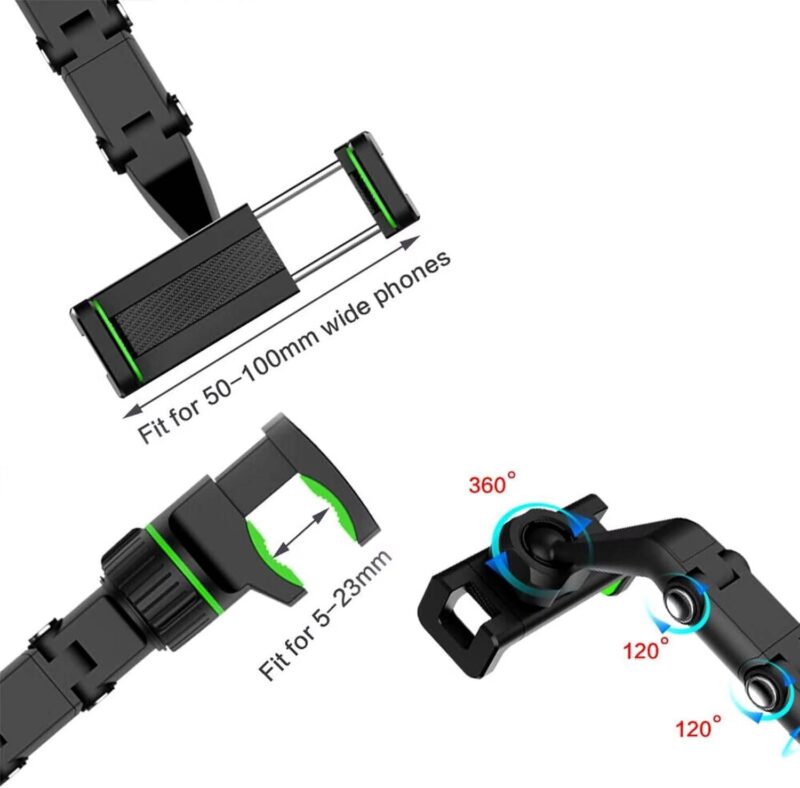 360° Universal Car Rearview Mirror Phone Holder Secur - Size and angle guide
