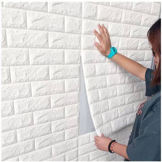 3D White Brick Wall Stickers Self-Adhesive 77x70cm - Easily attaches to the wall