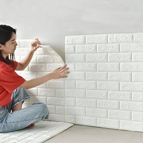 3D White Brick Wall Stickers Self-Adhesive 77x70cm - Main view