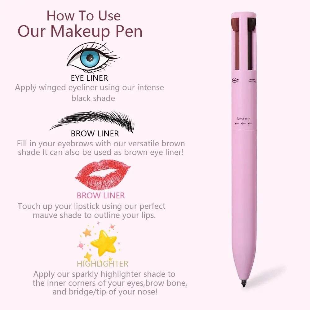 4-in-1 Makeup Pen Waterproof Eyeliner Brow Shadow 2025 - How to use