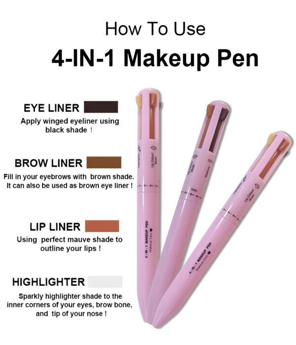 4-in-1 Makeup Pen Waterproof Eyeliner Brow Shadow 2025 - Three pcs display