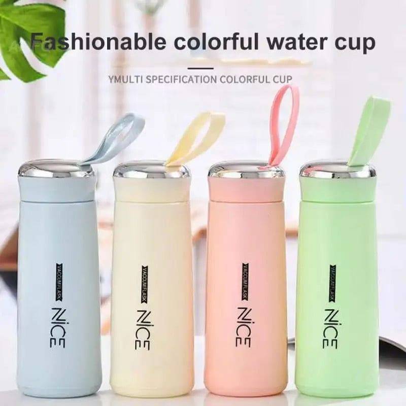 400ml Mini Flask Glass Water Bottle Insulated - Fashionable colorful water cups