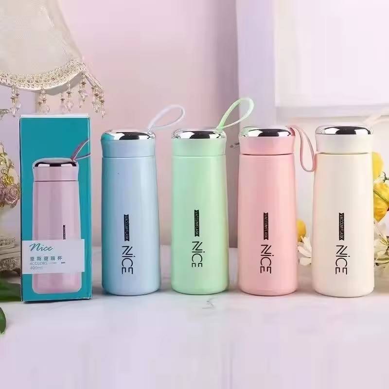 400ml Mini Flask Glass Water Bottle Insulated - Main full view