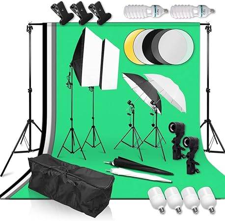 7 Ft Ring Light Stand for Photography & Video - Full using set with green cloth