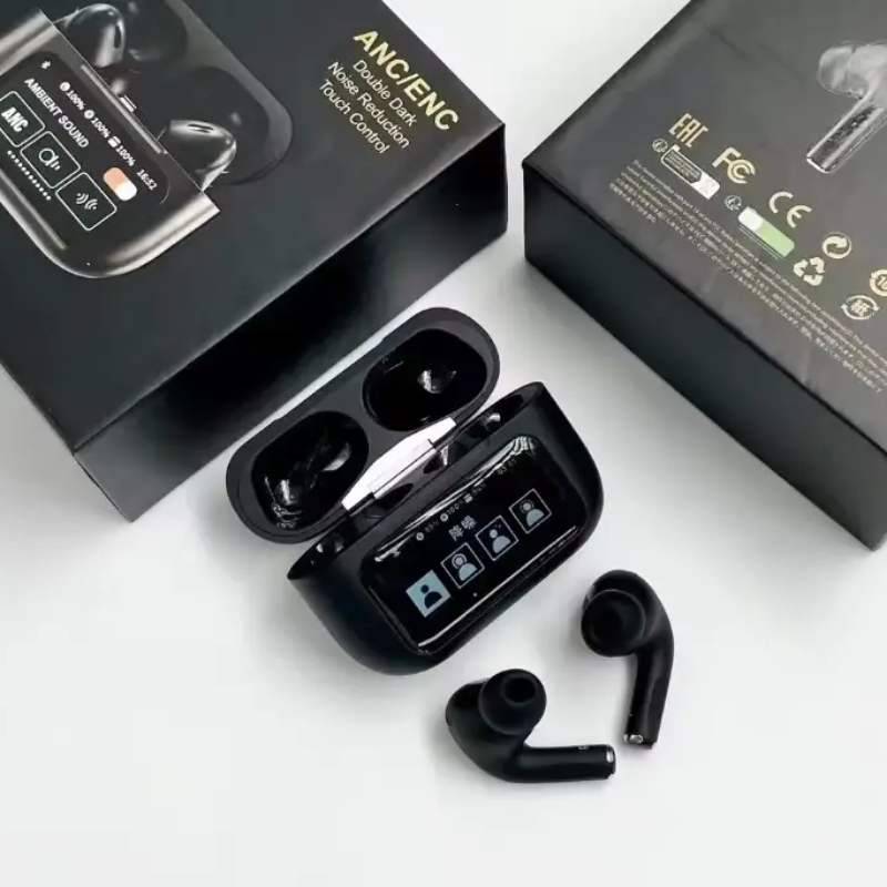 A9 Pro ANC AirPods Touch Screen Black Bluetooth 5.4 A9 Pro ANC AirPods Black Touch Screen Bluetooth 5.4 - Airpods with case