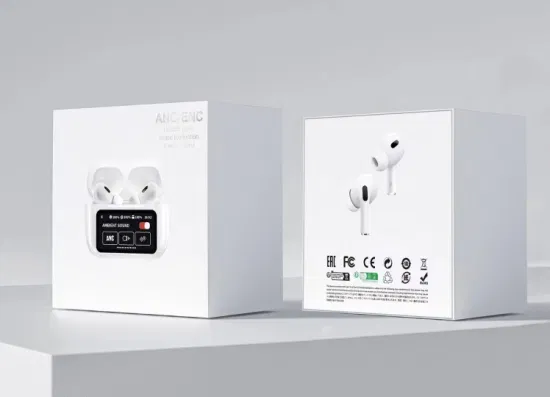 A9-Pro ANC AirPods White Touch Screen Bluetooth 5.4 - Full box display