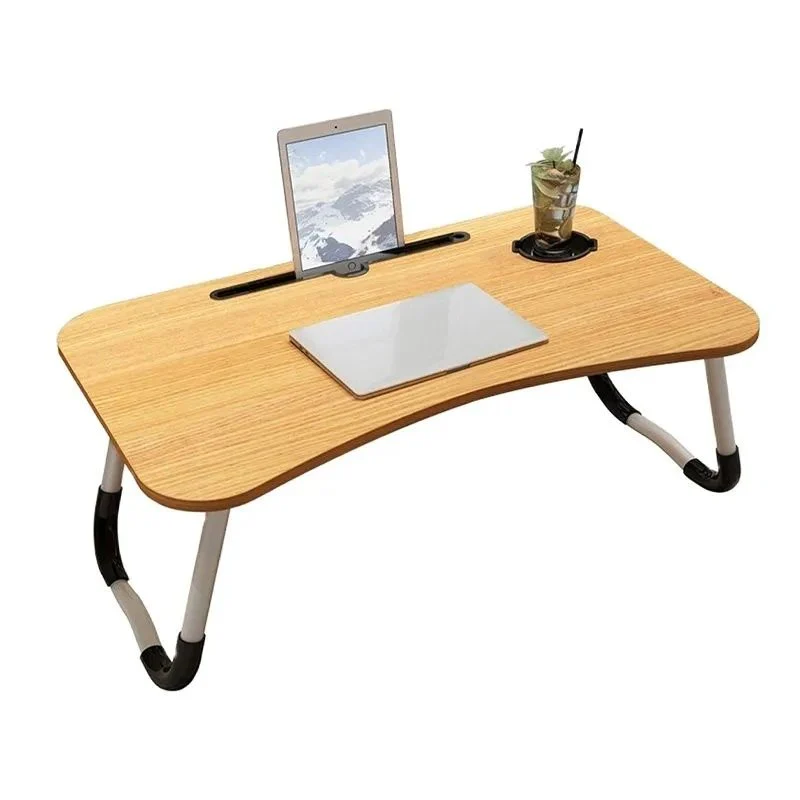 Beige Foldable Laptop Table with Cup Slot 2025 - Full display