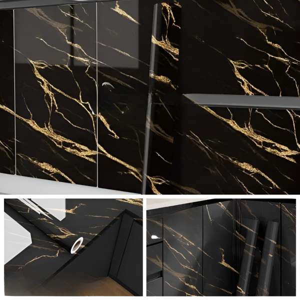 Black Gold Marble Sheet Sticker 2025 - Display sticker