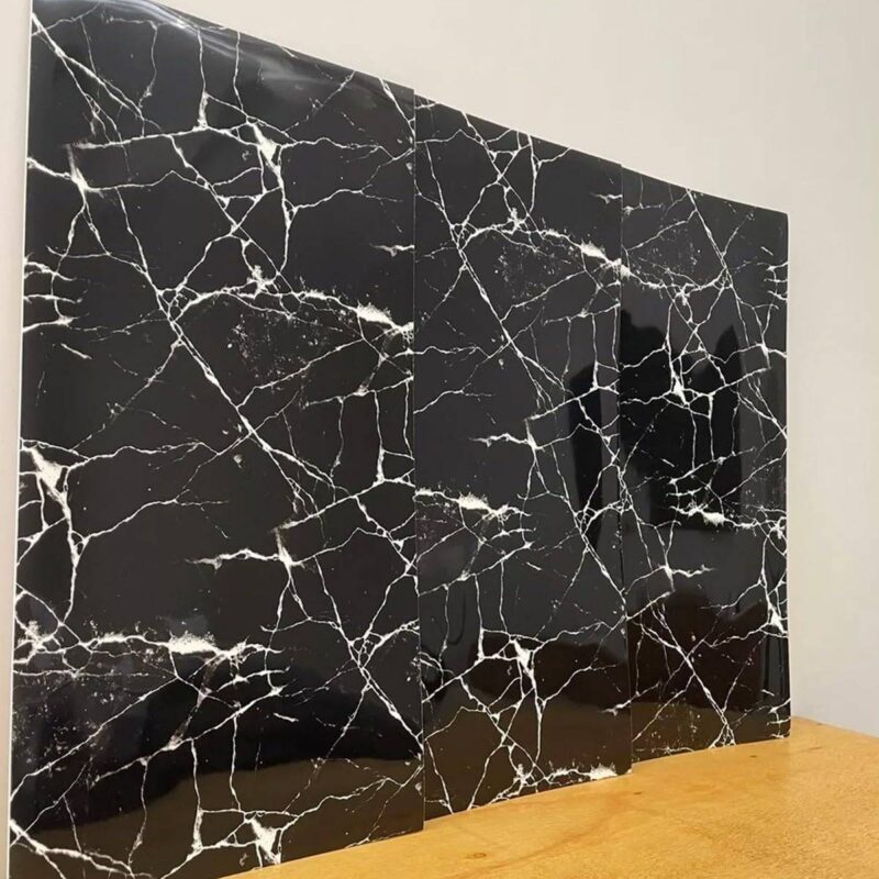 Black White Marble Sheet Sticker 60x200cm Waterproof - Display view