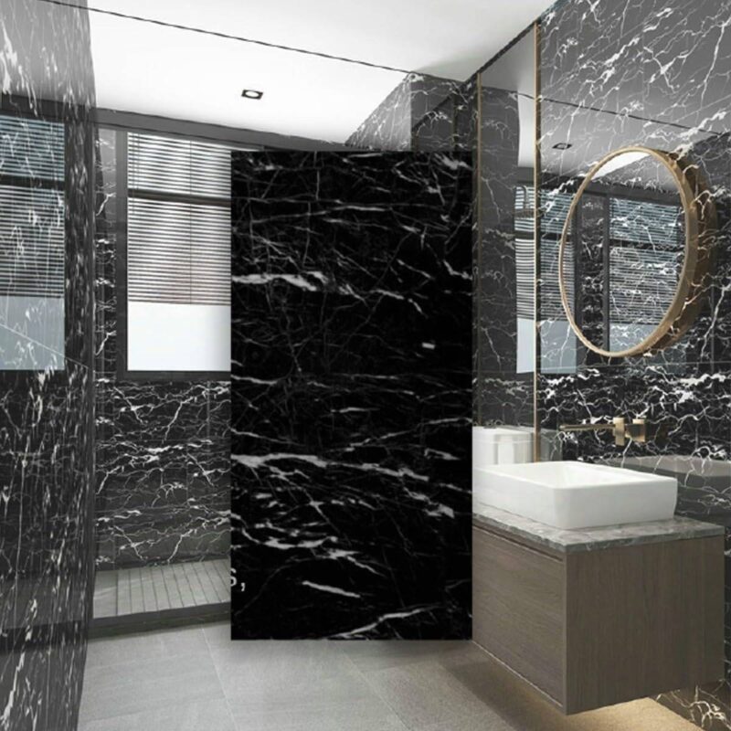 Black White Marble Sheet Sticker 60x200cm Waterproof - Bathroom view