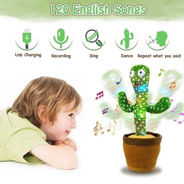 Dancing Cactus Toy Rechargeable Singing Kids - Functions