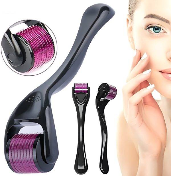 Derma Roller 0.5mm 540 Titanium Hair Skin Therapy 2025 - Full view with model