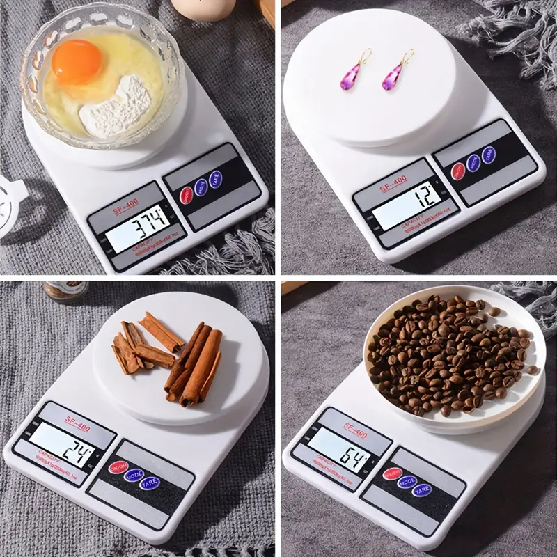 Measuring different items on kitchen scale