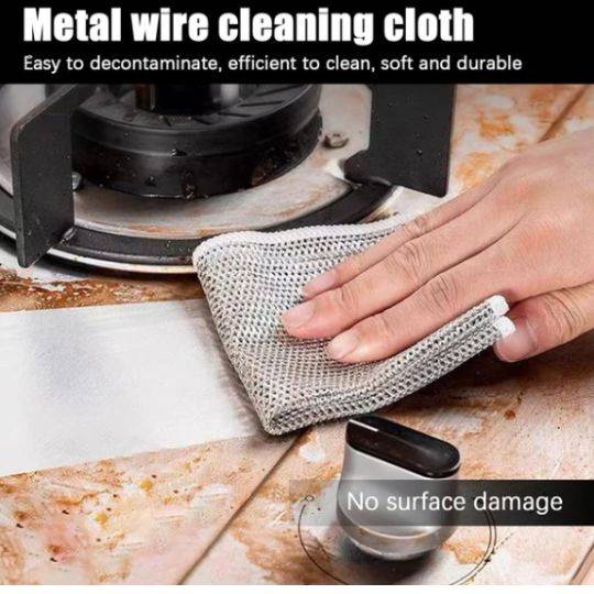 Dish Cleaning Cloth Set Durable Scratch-Free Scrubbers - Metal wire cleaning cloth