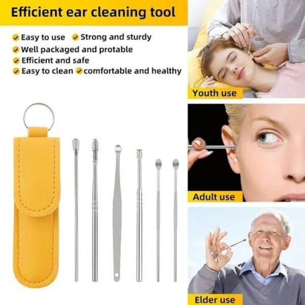 6-Piece Ear Wax Cleaning Kit Portable Spiral Scoop Tools Ear Wax Cleaning Kit – 6-piece set for wax removal