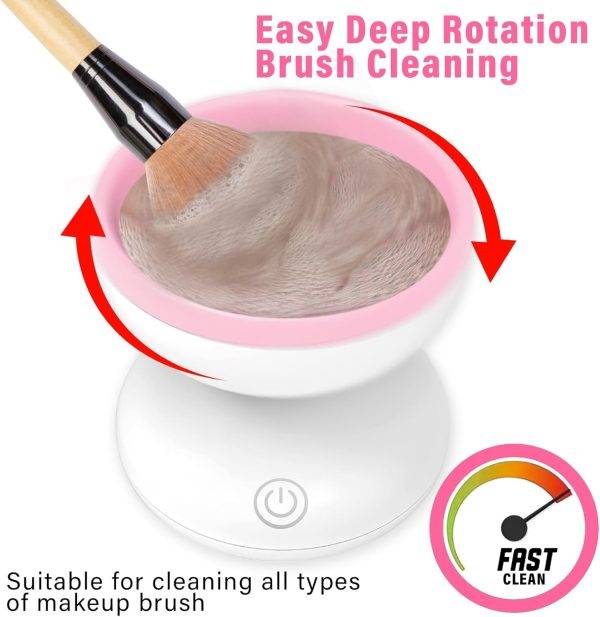 Makeup brush being cleaned in Electric Cleaner Machine