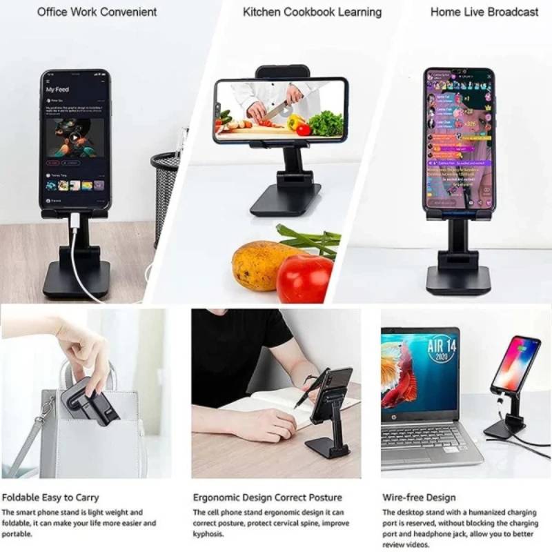 Foldable Mobile Tablet Stand, Adjustable Holder - Main full view
