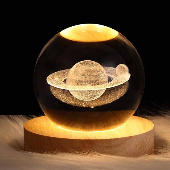 Galaxy Crystal Ball Light 3D Night Light with Stand - Solar system in lamp