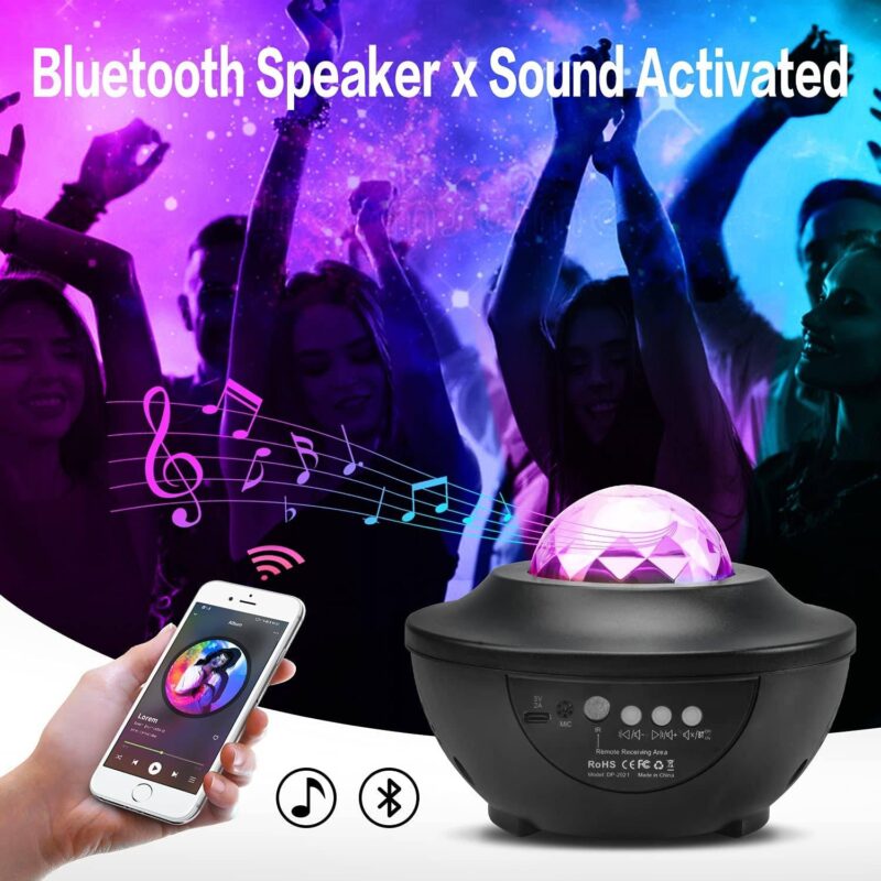 Galaxy Star Projector Lamp LED with Dual Speakers - Bluetooth speaker connected with mobile