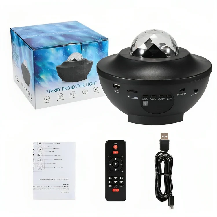 Galaxy Star Projector Lamp LED with Dual Speakers - Packaging display with user guide