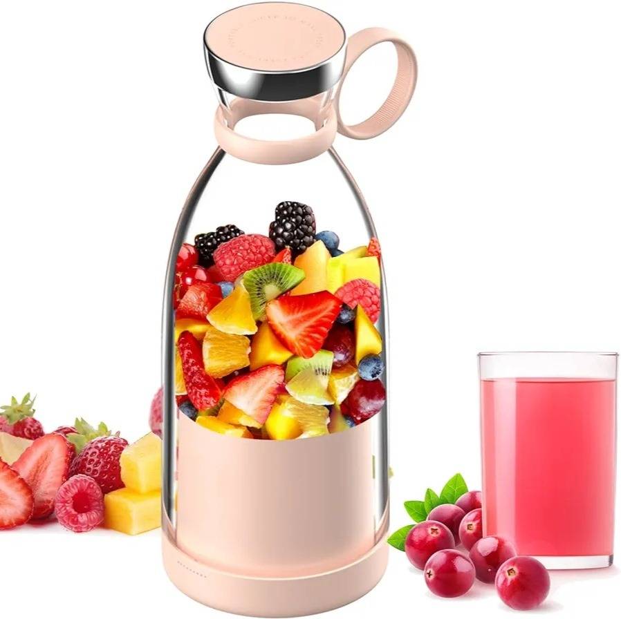 Glass Bottle Portable USB Juicer 350ml Rechargeable 2025 - Making mix fruit juice