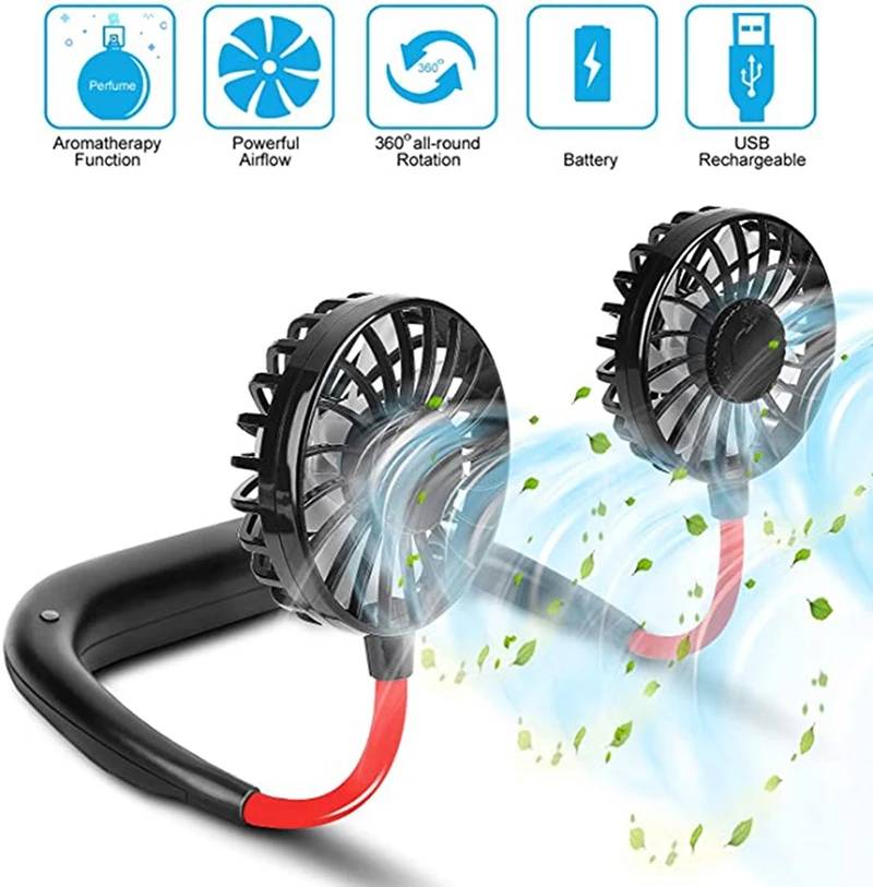 Hanging Neck Fan Kitchen Portable USB 2000mAh 2025 - Easy to use