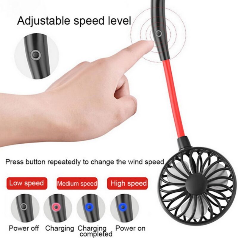 Hanging Neck Fan Kitchen Portable USB 2000mAh 2025 - Main view with speed control