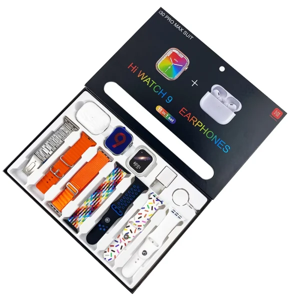 i30 Pro Max Smartwatch Earbuds Combo 11-in-1 - Full accessories