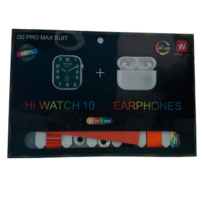 i30 Pro Max Smartwatch Earbuds Combo 11-in-1 - Packaging box