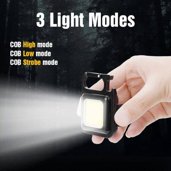 Keychain LED Flashlight 500 Lumens Mini COB Rechargeable - Three light modes