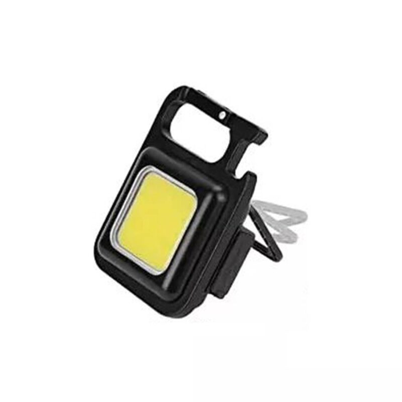 Keychain LED Flashlight 500 Lumens Mini COB Rechargeable - With folding handle stand