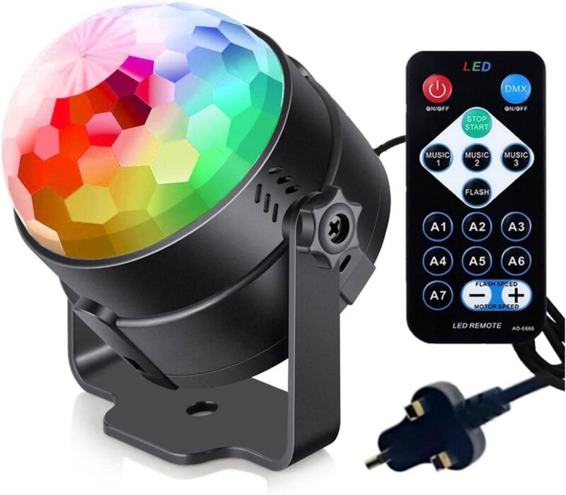 LED Disco Party Lights RGB Crystal Magic Ball 3W - Full display with remote