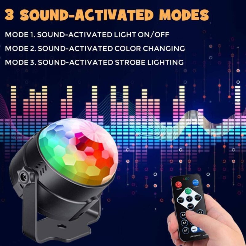 LED Disco Party Lights RGB Crystal Magic Ball 3W - Sound modes