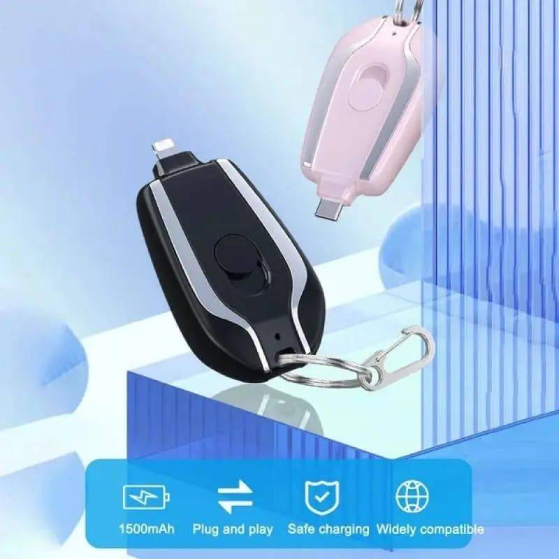 Mini Keychain Power Bank 1500mAh Compact Charger Mini Keychain Power Bank 1500mAh Compact Charger - Two color display