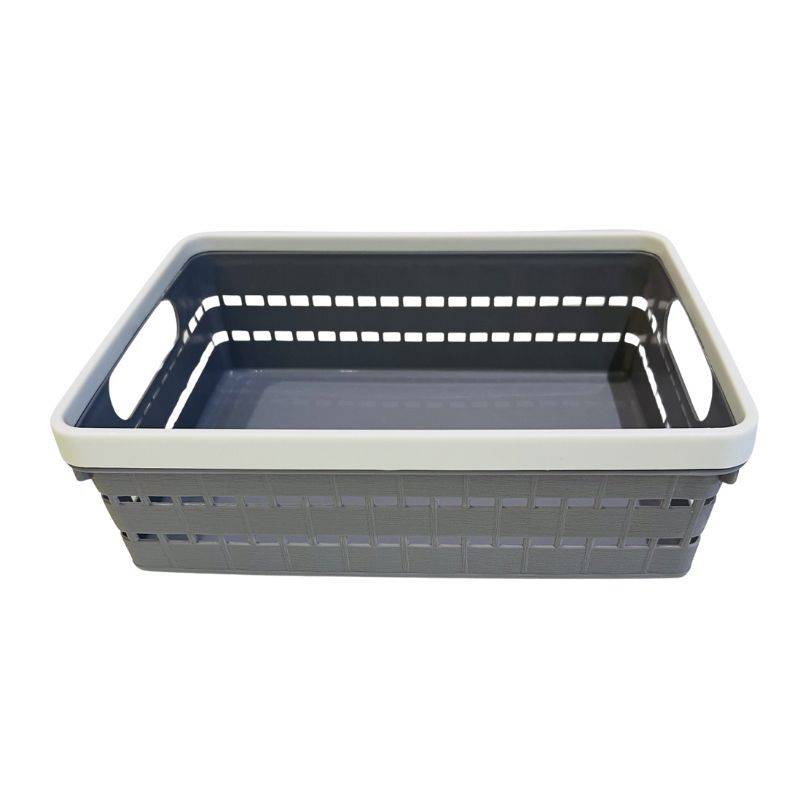 Multi-Purpose Storage Basket Woven Plastic Organizer Bin - Inner view