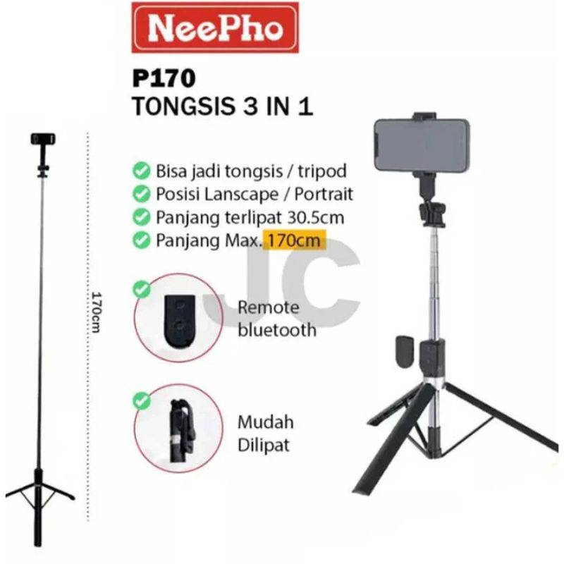 NeePho P170S Selfie Stick Tripod Bluetooth 170cm - Accessories