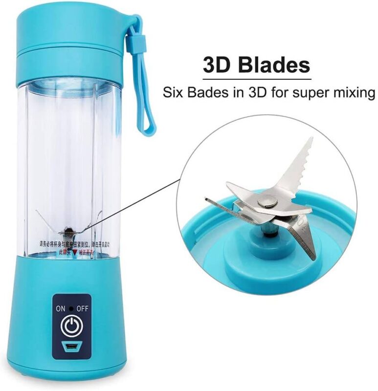 Portable 6 Blades USB Juicer Blender - Six 3d blades
