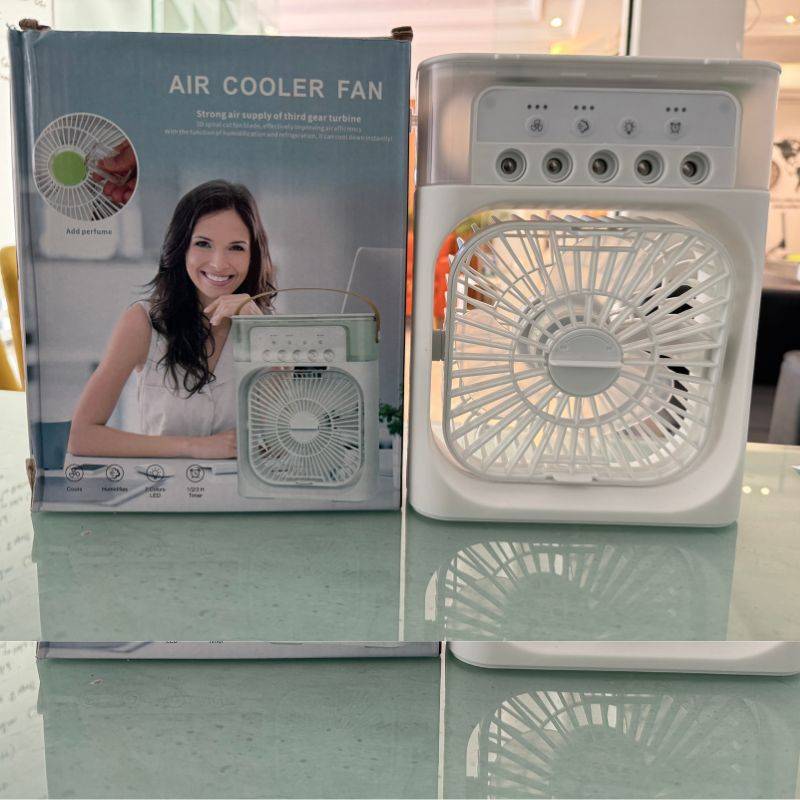 Portable Air Conditioner Fan, Mist Humidifier, LED Night Light - Fan with packaging box